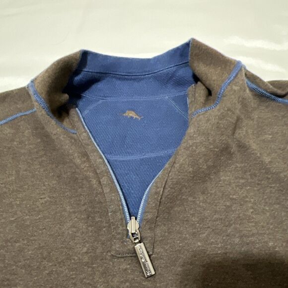 Tommy Bahama Pullover Mens ~XL Green Blue Reversible 1/4 Zip Knit Chest 24” - Picture 10 of 13